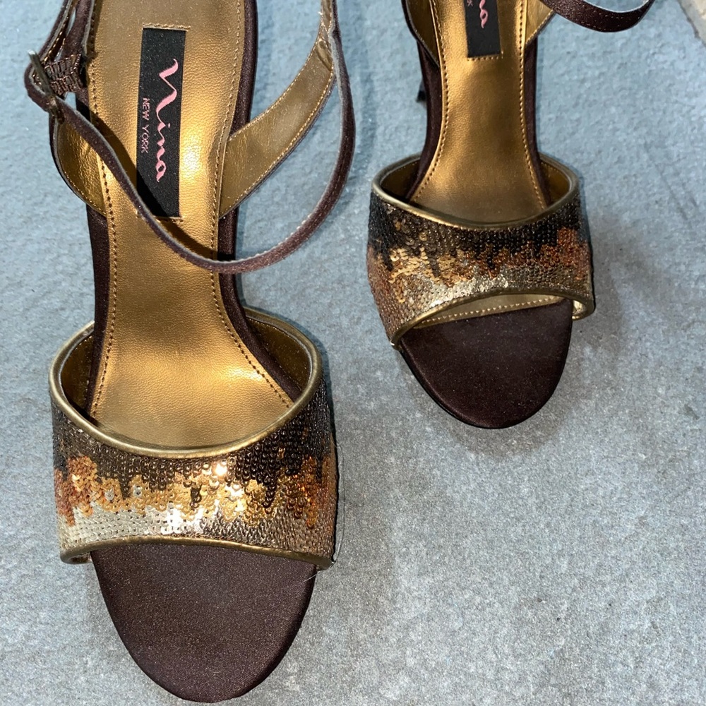 Brown & Gold Nina Heels